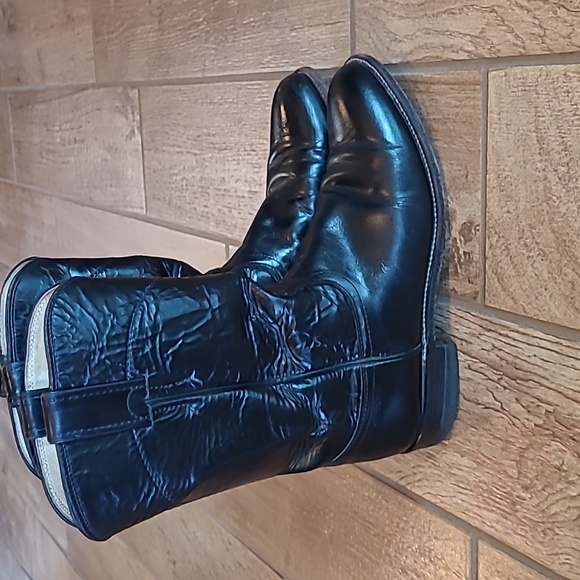 Black Leather Justin Roper Boots 8B - Picture 3 of 9